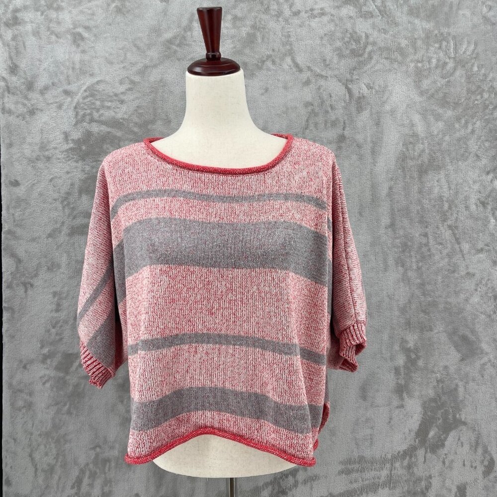 Anthropologie Oversized Boxy Fit Roll Neck Cotton Short Sleeve Sweater